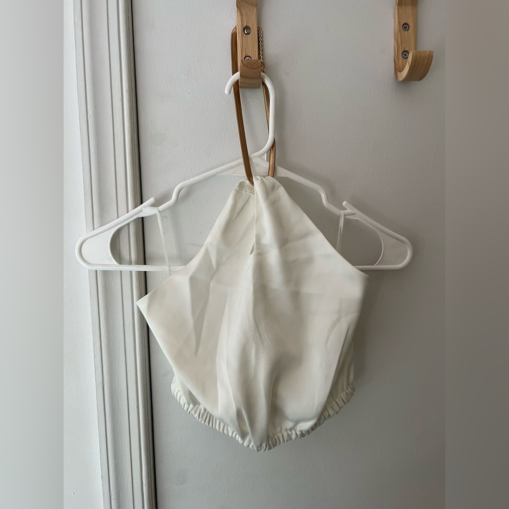 White chain halter top
